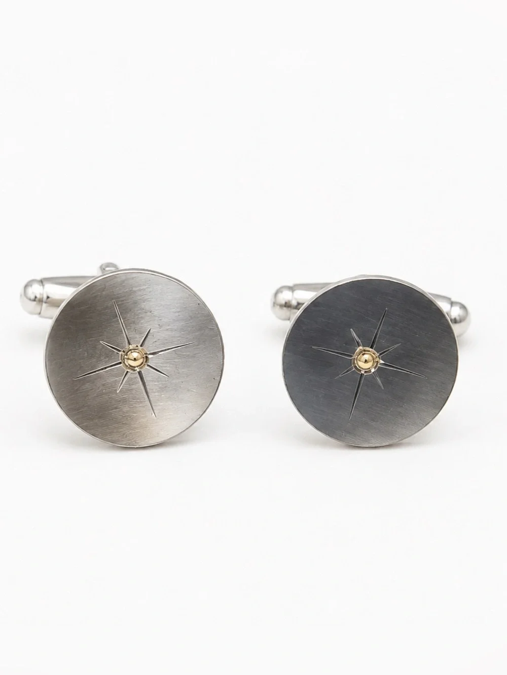 Starburst brushed silver cufflinks